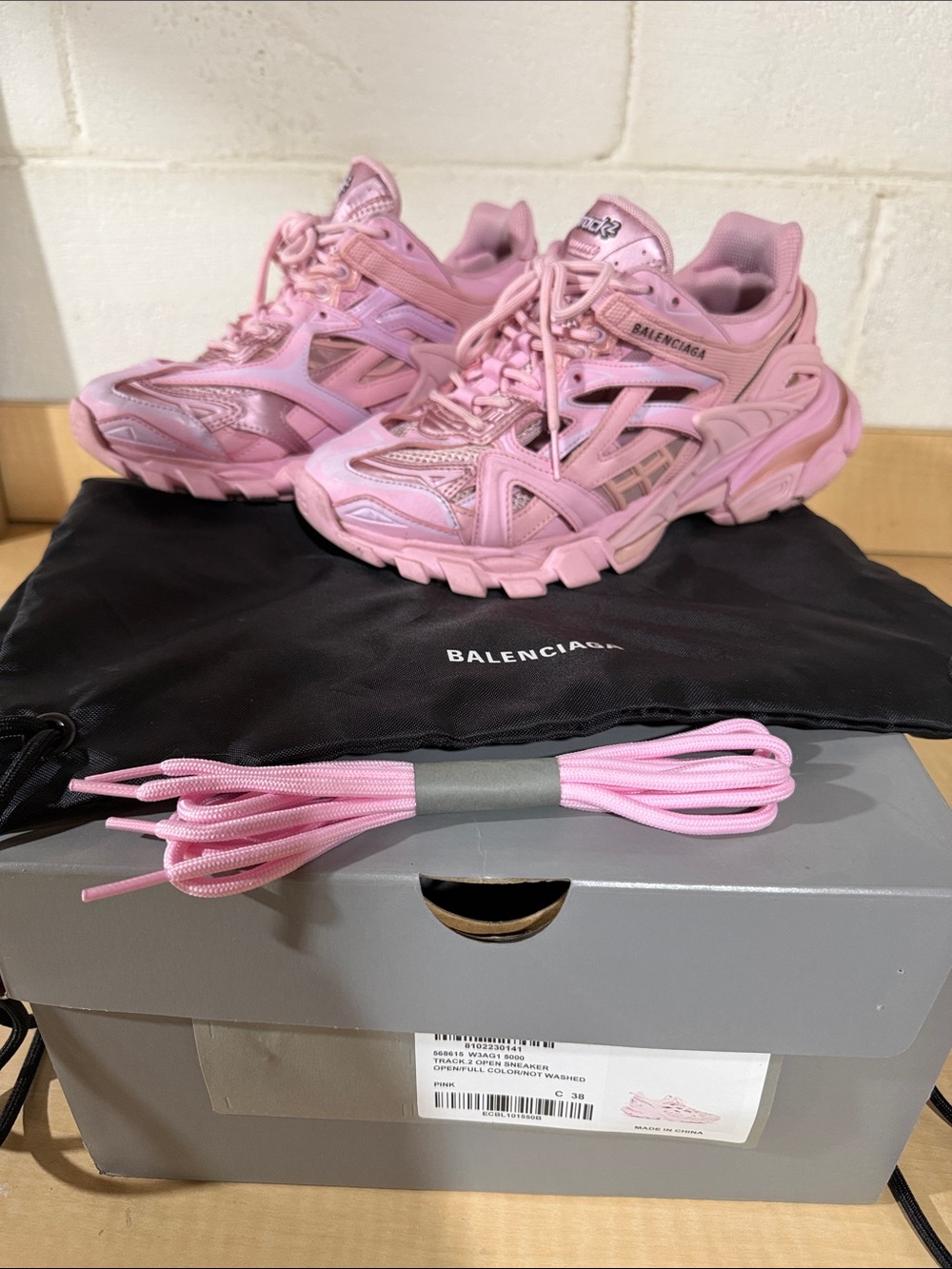 Balenciaga Pink Layered Track Sneakers
